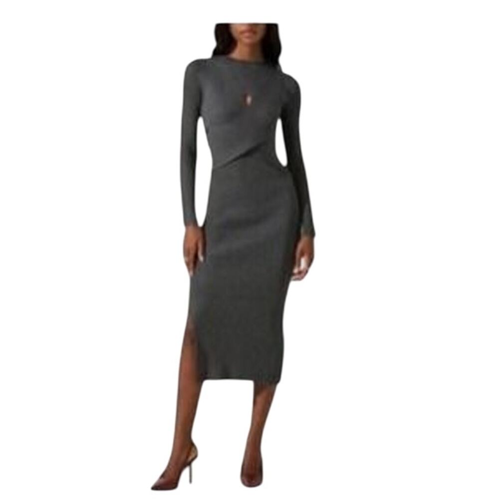 ASTR the Label Cutout Long Sleeve Ribbed Midi Sweater Dress size XL NWT